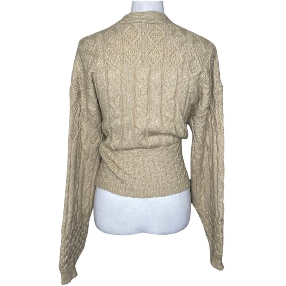 And Now This Women's Tan Silver Embellished Long Sleeve Sweater Cardigan XS - Picture 5 of 11